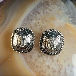 Silver Vintage Earrings with Crystal Accents